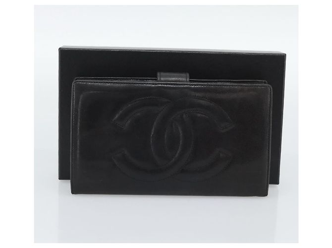 CHANEL COCO Mark Lange Geldbörse Leder Schwarz CC - Ansicht 12
