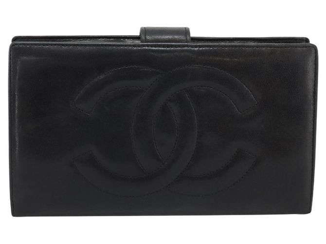 CHANEL COCO Mark Lange Geldbörse Leder Schwarz CC - Ansicht 13