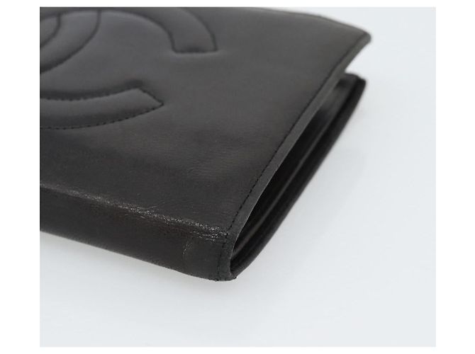 CHANEL COCO Mark Lange Geldbörse Leder Schwarz CC - Ansicht 14