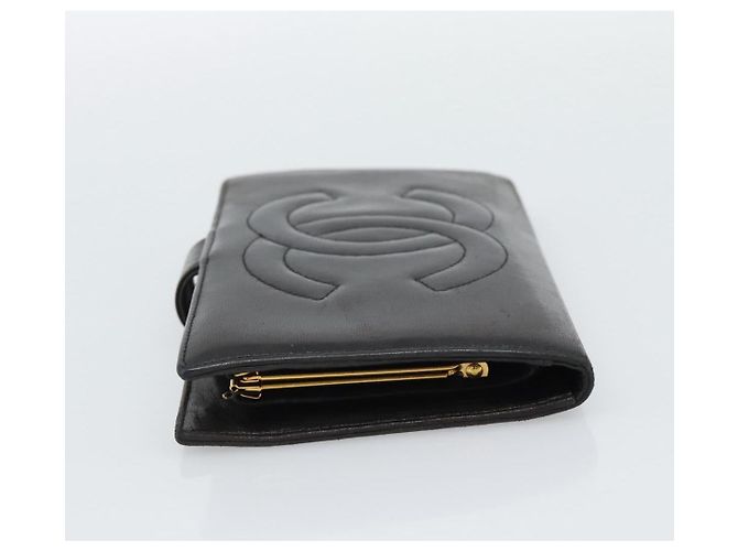 CHANEL COCO Mark Lange Geldbörse Leder Schwarz CC - Ansicht 3
