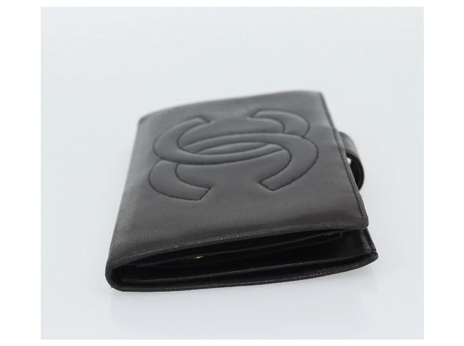 CHANEL COCO Mark Lange Geldbörse Leder Schwarz CC - Ansicht 4