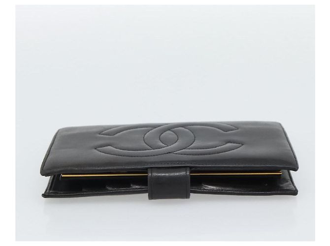 CHANEL COCO Mark Lange Geldbörse Leder Schwarz CC - Ansicht 5
