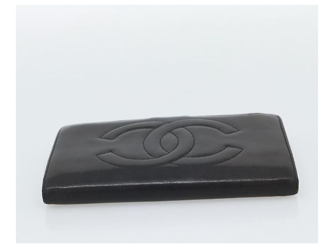 CHANEL COCO Mark Lange Geldbörse Leder Schwarz CC - Ansicht 6