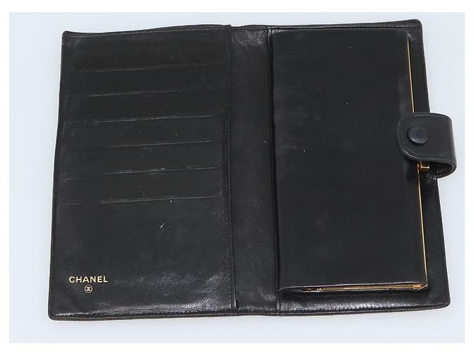 CHANEL COCO Mark Lange Geldbörse Leder Schwarz CC - Ansicht 7