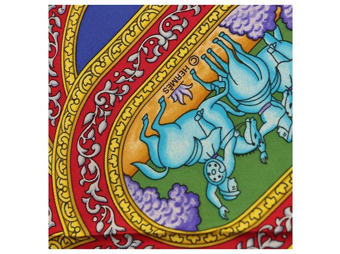 Hermès HERMES Carre 90 Scarf Silk Blue Red - vista 11