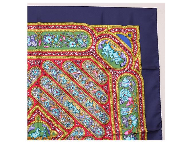 Hermès HERMES Carre 90 Scarf Silk Blue Red - vista 4