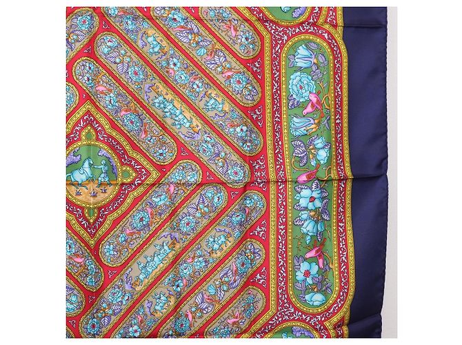 Hermès HERMES Carre 90 Scarf Silk Blue Red - vista 7