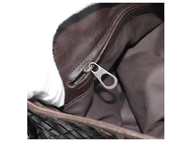 BOTTEGA VENETA INTRECCIATO Shoulder Bag Leather Brown Silver - vista 19