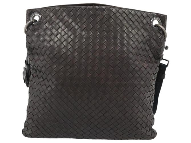 BOTTEGA VENETA INTRECCIATO Shoulder Bag Leather Brown Silver - vista 2