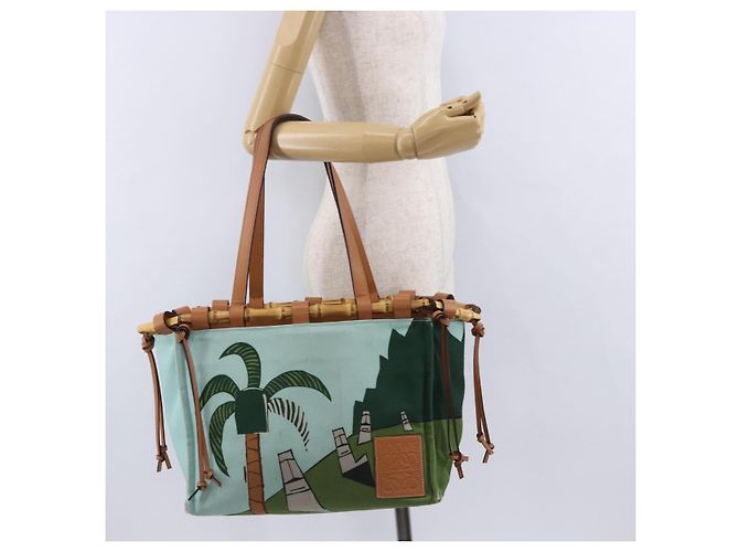 LOEWE KENPRICE cushion Tote Bag Canvas Green Brown - vista 22