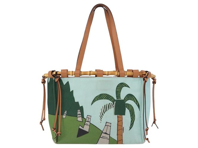 LOEWE KENPRICE cushion Tote Bag Canvas Green Brown - vista 3