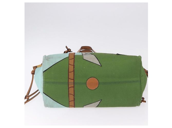 LOEWE KENPRICE cushion Tote Bag Canvas Green Brown - vista 6
