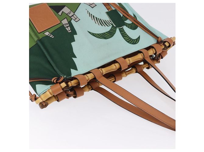 LOEWE KENPRICE cushion Tote Bag Canvas Green Brown - vista 7