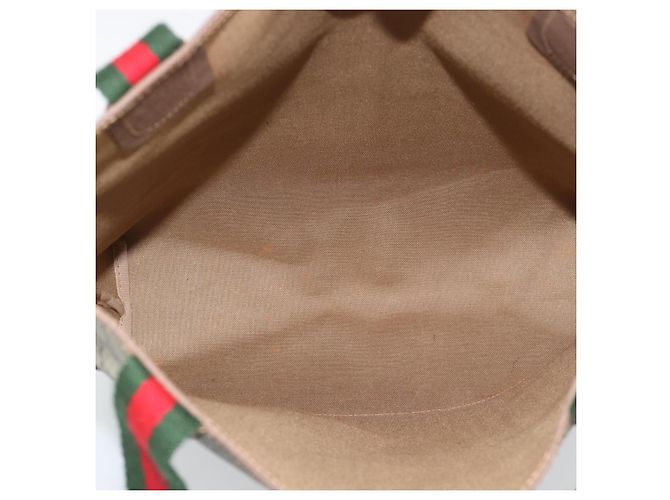 GUCCI GG Supreme Web Sherry Line Tote Bag PVC Beige Gold - vista 10
