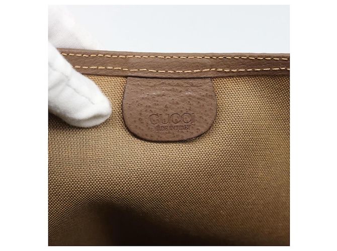 GUCCI GG Supreme Web Sherry Line Tote Bag PVC Beige Gold - vista 18
