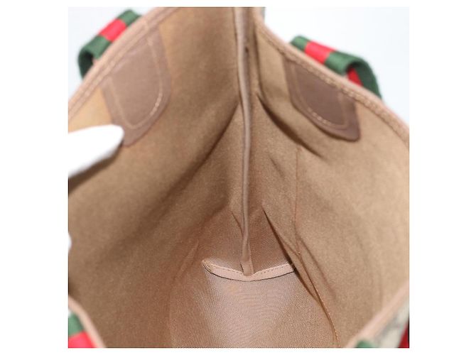GUCCI GG Supreme Web Sherry Line Tote Bag PVC Beige Gold - vista 19