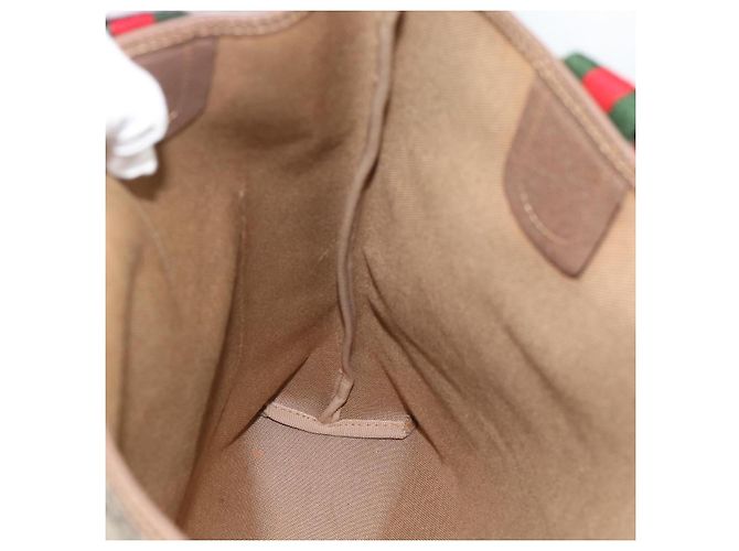 GUCCI GG Supreme Web Sherry Line Tote Bag PVC Beige Gold - vista 20
