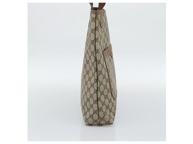 GUCCI GG Supreme Web Sherry Line Tote Bag PVC Beige Gold - vista 3
