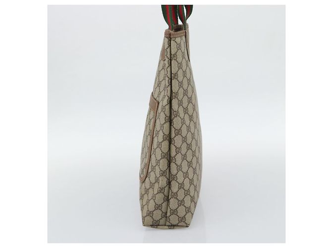 GUCCI GG Supreme Web Sherry Line Tote Bag PVC Beige Gold - vista 4