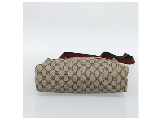 GUCCI GG Supreme Web Sherry Line Tote Bag PVC Beige Gold - vista 5