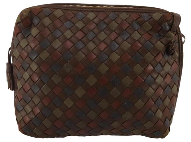 BOTTEGA VENETA INTRECCIATO Shoulder Bag Leather Brown Gold - vista 13