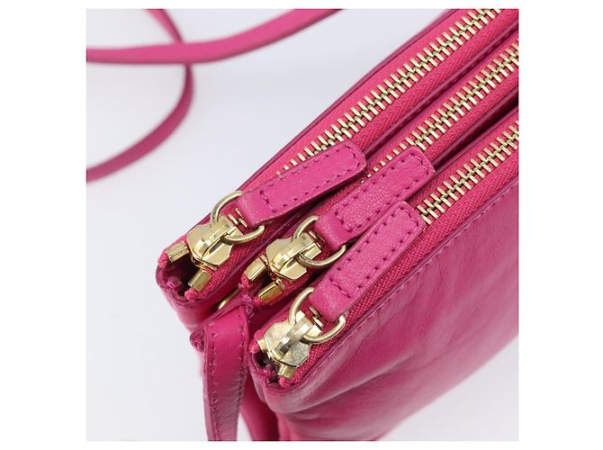 Céline CELINE Trio Shoulder Bag Cuir Rose Ton Or - vue 10