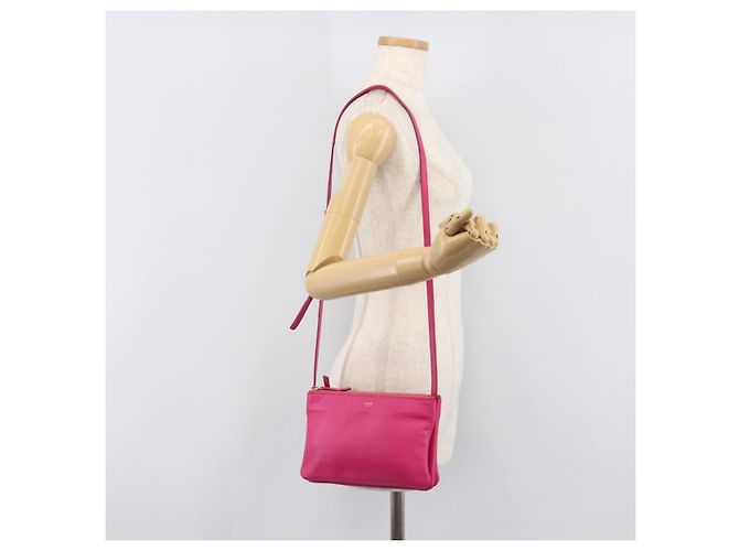 Céline CELINE Trio Shoulder Bag Cuir Rose Ton Or - vue 24