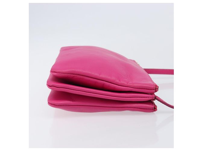 Céline CELINE Trio Shoulder Bag Cuir Rose Ton Or - vue 3