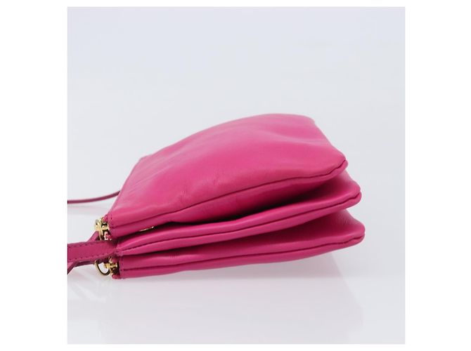 Céline CELINE Trio Shoulder Bag Cuir Rose Ton Or - vue 4