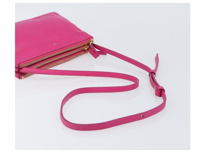 Céline CELINE Trio Shoulder Bag Cuir Rose Ton Or - vue 7