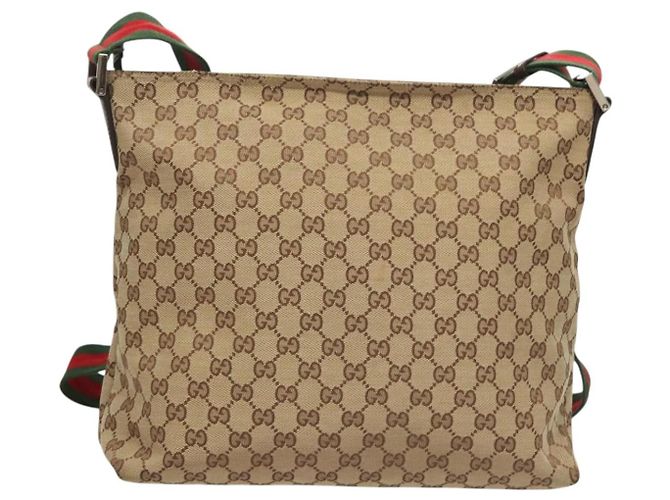 GUCCI GG Canvas Web Sherry Line Shoulder Bag Beige Green Red 189751 - vista 2