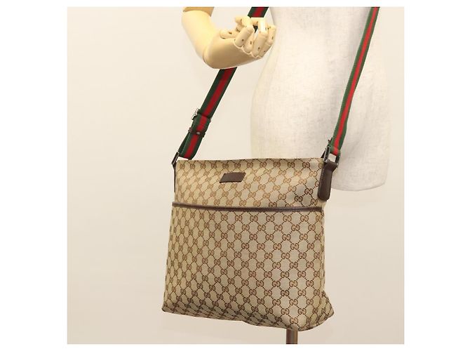 GUCCI GG Canvas Web Sherry Line Shoulder Bag Beige Green Red 189751 - vista 23