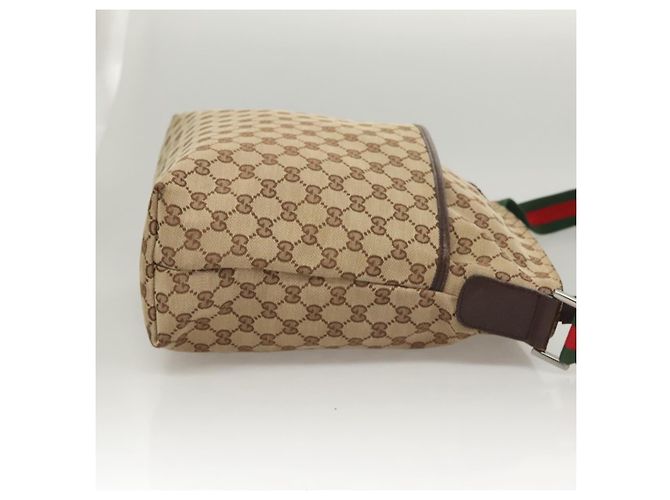 GUCCI GG Canvas Web Sherry Line Shoulder Bag Beige Green Red 189751 - vista 3