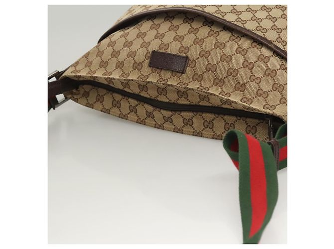 GUCCI GG Canvas Web Sherry Line Shoulder Bag Beige Green Red 189751 - vista 6