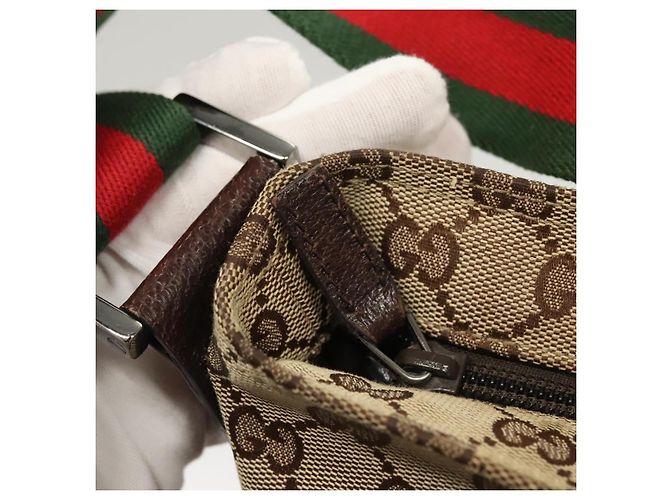 GUCCI GG Canvas Web Sherry Line Shoulder Bag Beige Green Red 189751 - vista 9