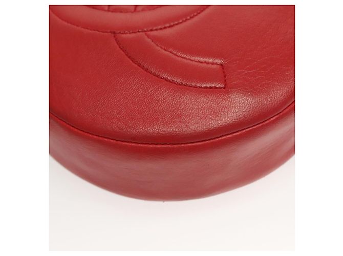 CHANEL Chain Shoulder Bag Lamb Skin Red Gold CC - vista 14