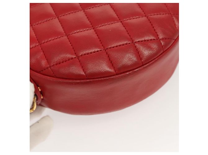CHANEL Chain Shoulder Bag Lamb Skin Red Gold CC - vista 15