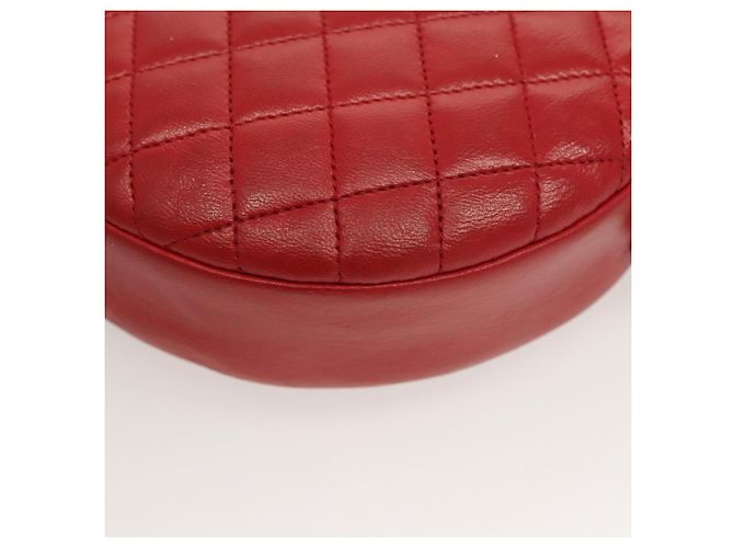 CHANEL Chain Shoulder Bag Lamb Skin Red Gold CC - vista 16
