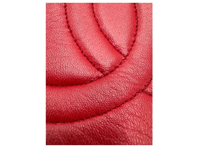 CHANEL Chain Shoulder Bag Lamb Skin Red Gold CC - vista 21