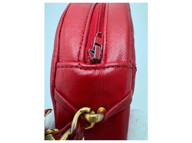 CHANEL Chain Shoulder Bag Lamb Skin Red Gold CC - vista 22