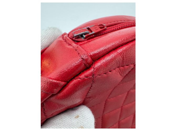 CHANEL Chain Shoulder Bag Lamb Skin Red Gold CC - vista 23