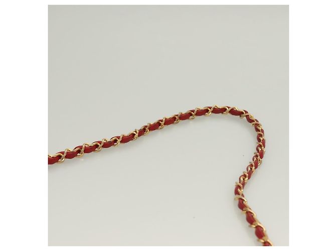 CHANEL Chain Shoulder Bag Lamb Skin Red Gold CC - vista 8