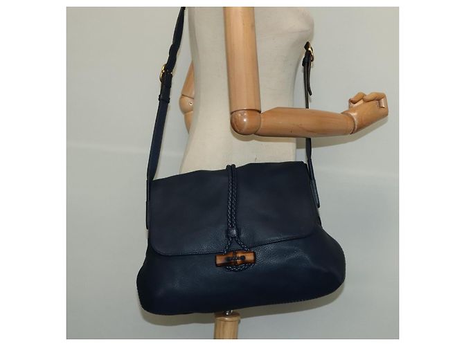 GUCCI Shoulder Bag Leather Blue Gold 338985 - vista 21