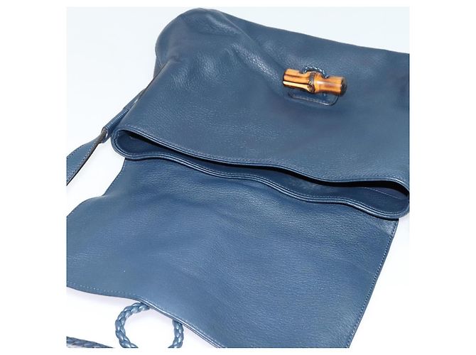 GUCCI Shoulder Bag Leather Blue Gold 338985 - vista 9