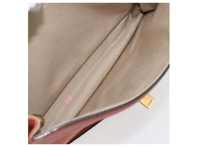 Chloé Chloe Chain Shoulder Bag Leather Orange Gold - vista 11
