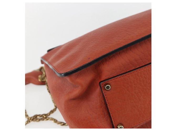 Chloé Chloe Chain Shoulder Bag Leather Orange Gold - vista 16