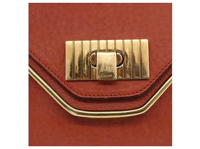 Chloé Chloe Chain Shoulder Bag Leather Orange Gold - vista 18