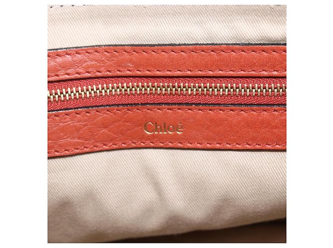 Chloé Chloe Chain Shoulder Bag Leather Orange Gold - vista 19