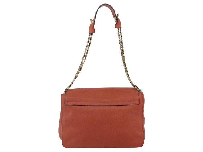 Chloé Chloe Chain Shoulder Bag Leather Orange Gold - vista 2