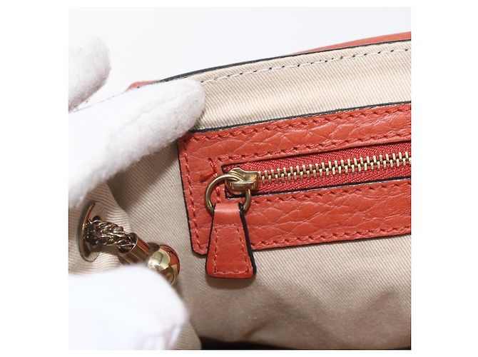 Chloé Chloe Chain Shoulder Bag Leather Orange Gold - vista 20